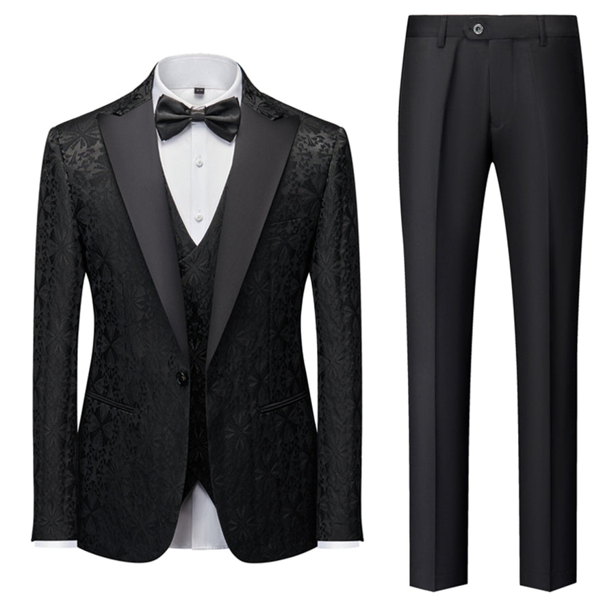 Tailored Fit Single Breasted One-button 3 Pieces Printed Men's Formal Party Suits