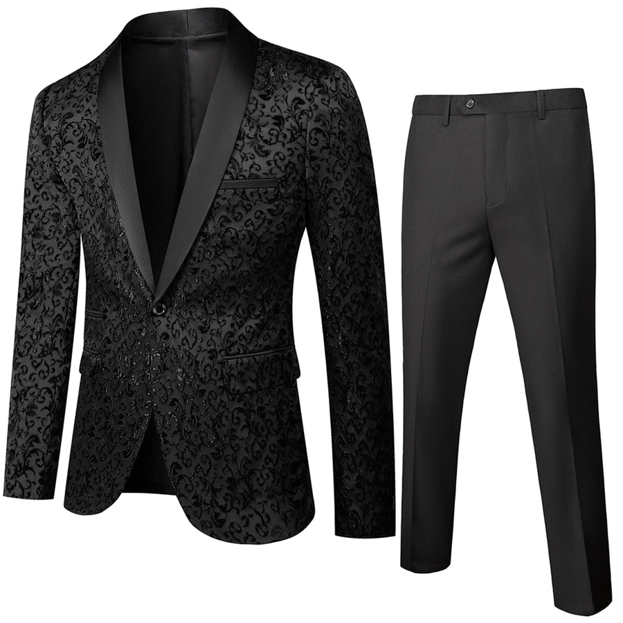 Tailored Fit Single Breasted One-button 2 Pieces Printed Men's Formal Party Suits