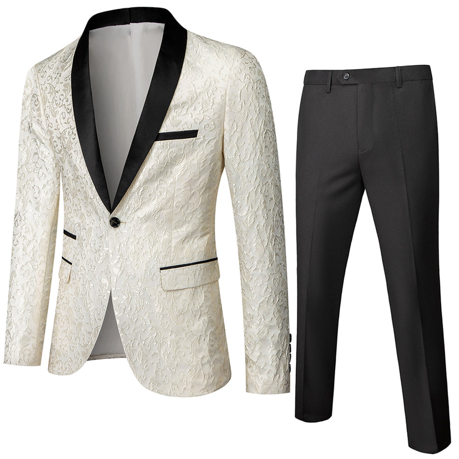 Tailored Fit Single Breasted One-button 2 Pieces Printed Men's Formal Party Suits