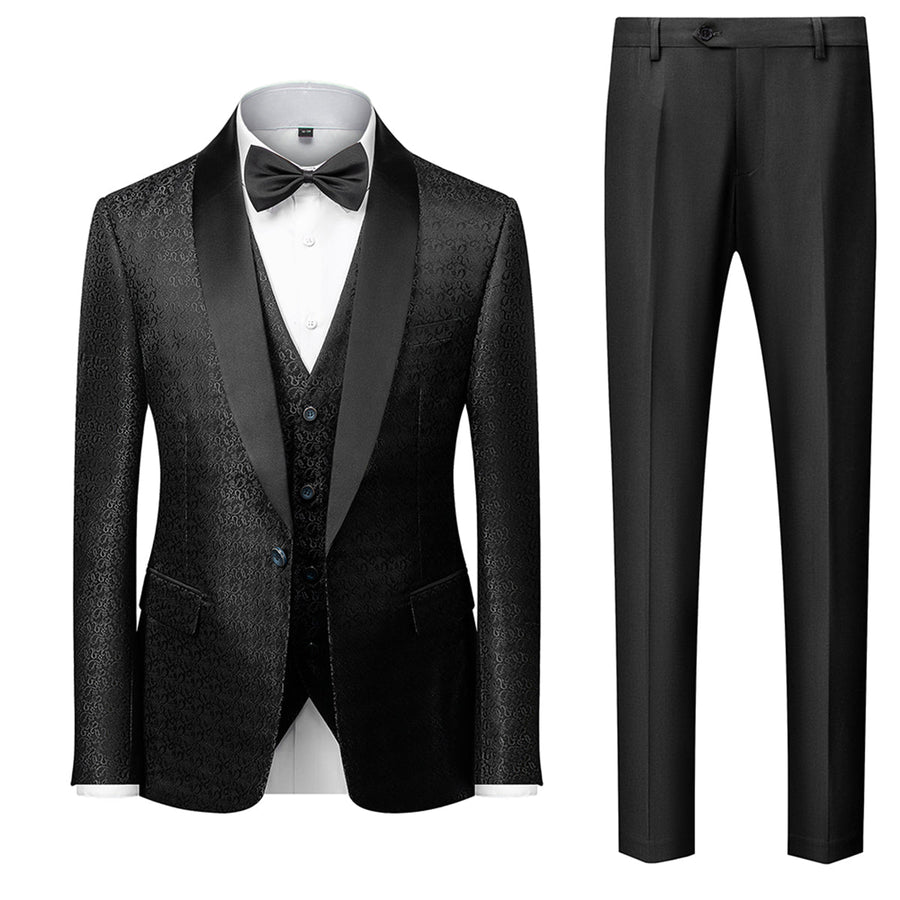 Tailored Fit Single Breasted One-button 3 Pieces Printed Men's Formal Party Suits