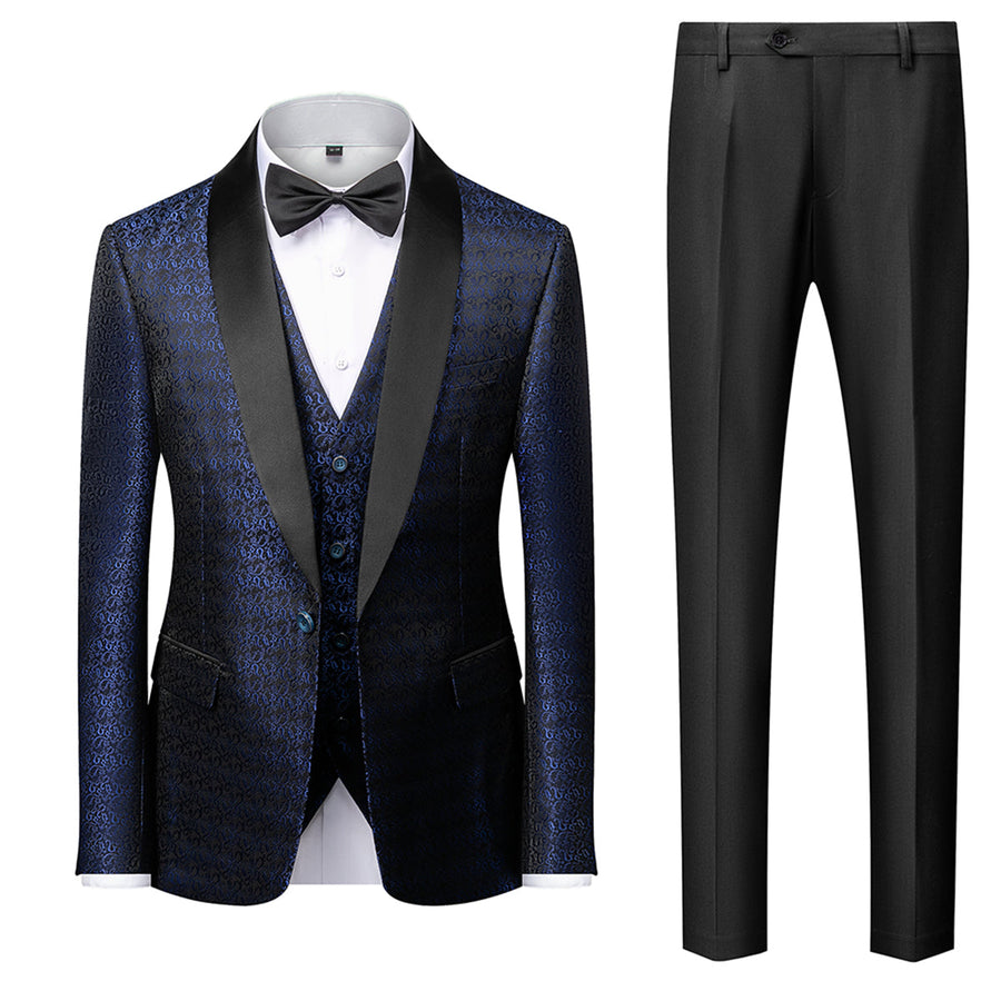 Tailored Fit Single Breasted One-button 3 Pieces Printed Men's Formal Party Suits