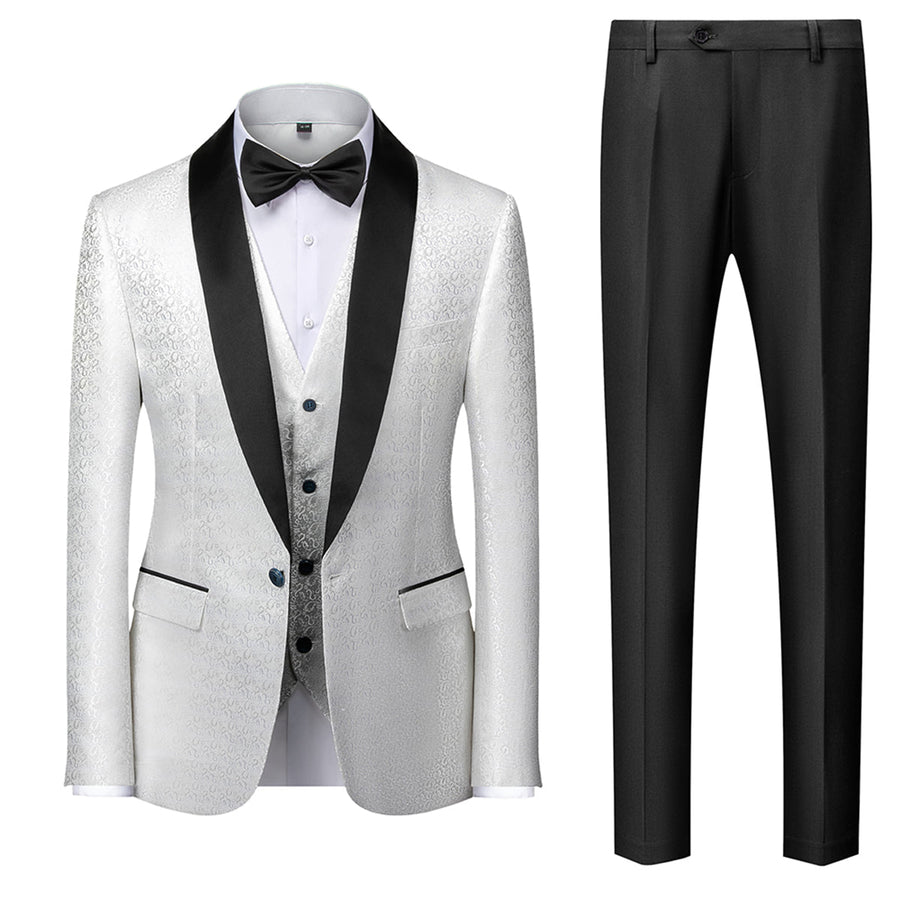 Tailored Fit Single Breasted One-button 3 Pieces Printed Men's Formal Party Suits