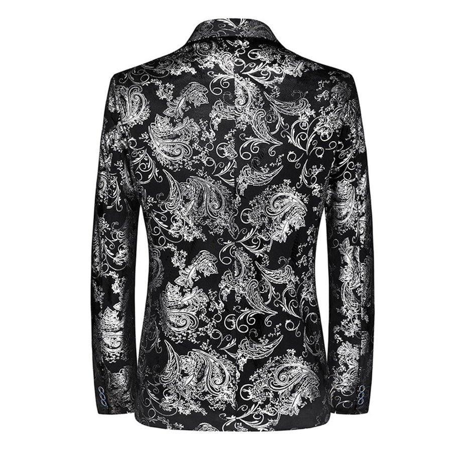 Tailored Fit Single Breasted One-Button Printed Men's Party Jacket
