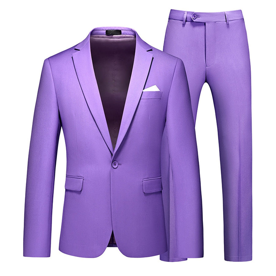 Tailored Fit Single Breasted One-button 2 Pieces Men's Formal Party Suits