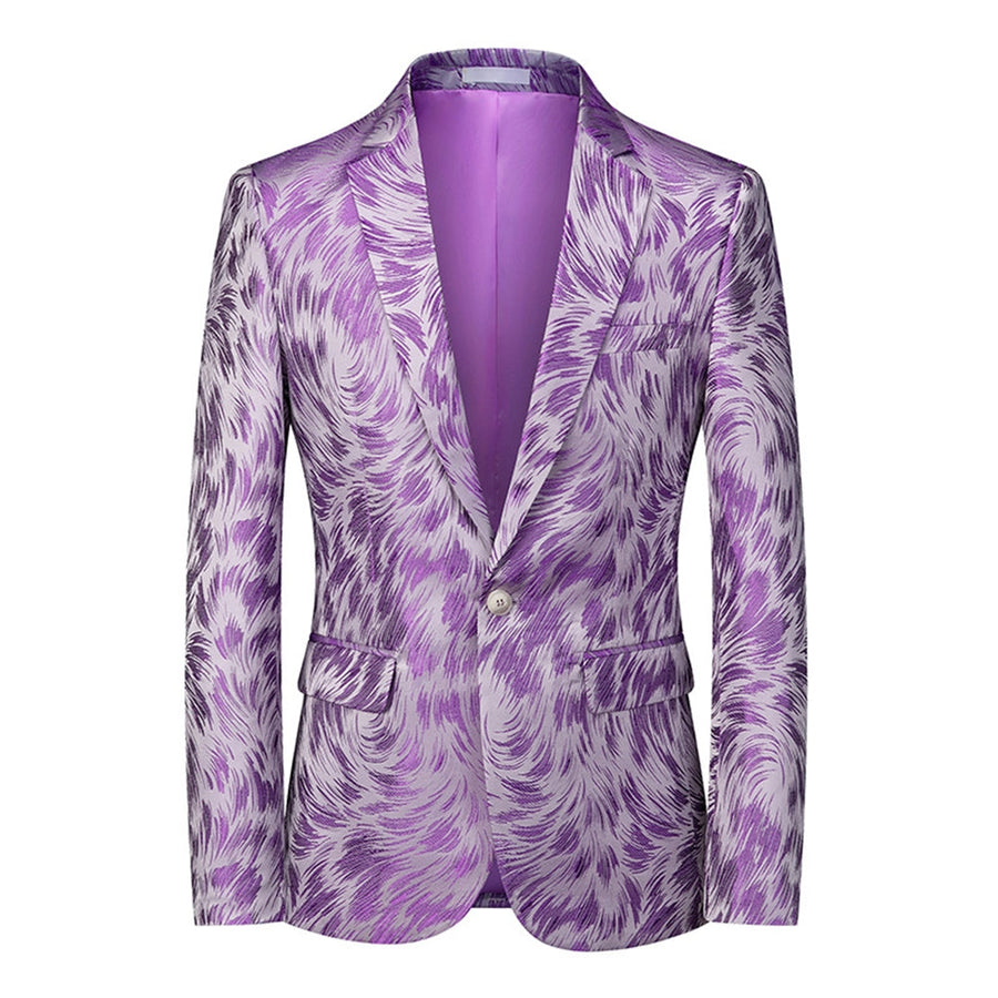 Tailored Fit Notched Lapel Single Breasted One-button Men's Party Jacket
