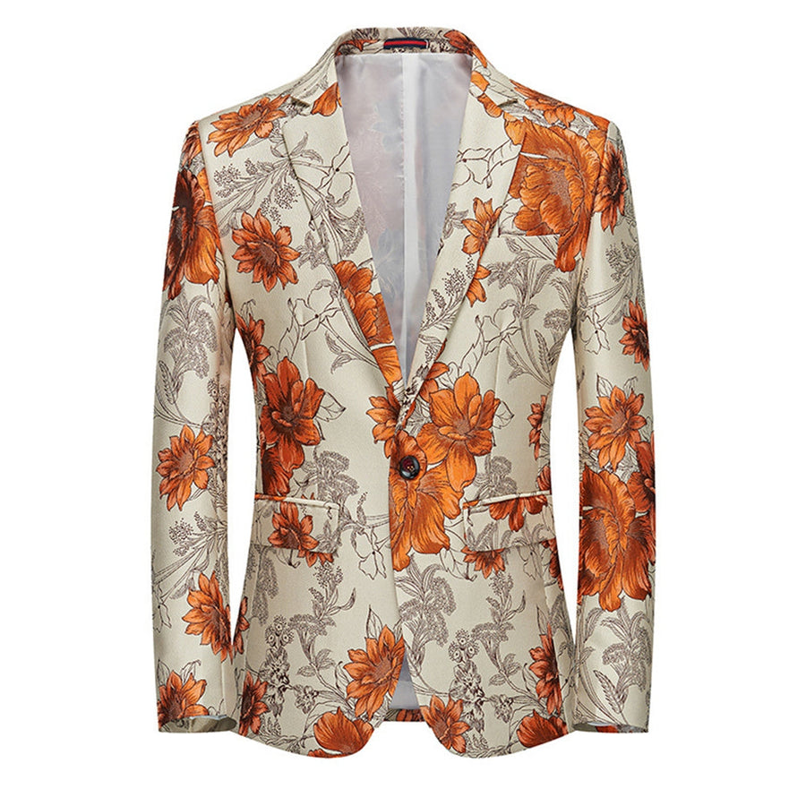 Tailored Fit Notched Lapel Single Breasted One-button Men's Party Jacket