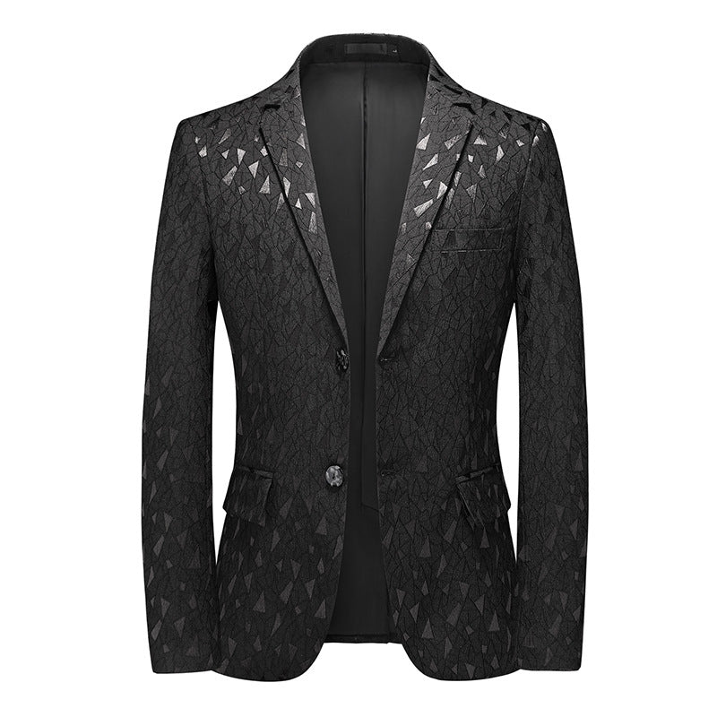 Tailored Fit Notched Lapel Single Breasted Two-button Geometric Men's Fashionable Jacket