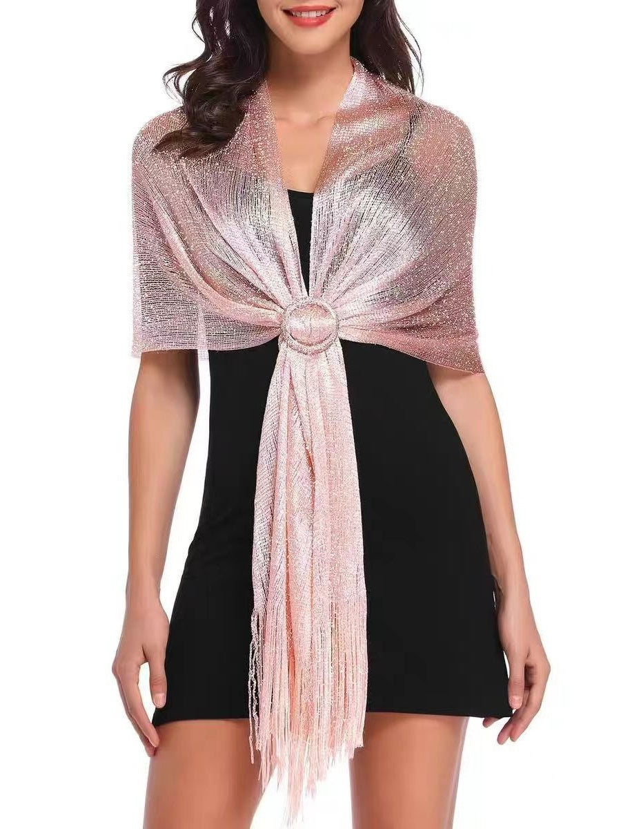 (70cm*45cm)Glamorous Metallic Shawls with Tassel Wedding Guest Wraps