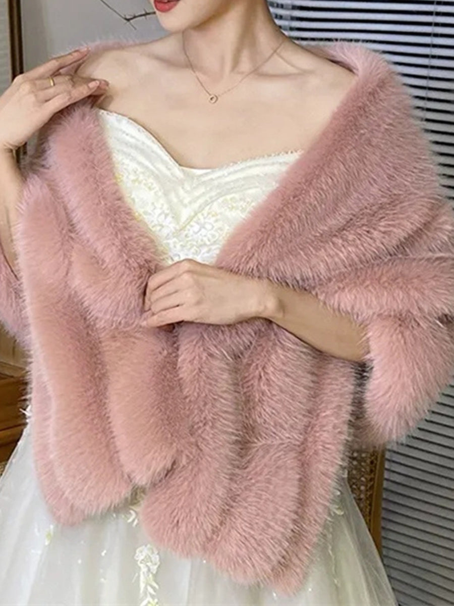 Women's Elegant Solid Colored Scarf Cape Long Wedding Shawl Wrap