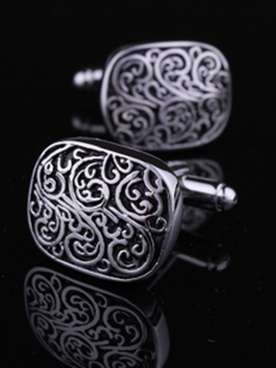 Men's 2Pcs Simple Geometric Metal Cufflinks