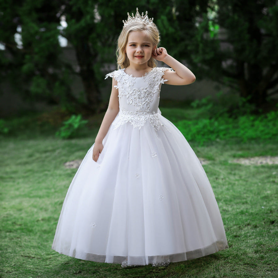 Ball Gown Scoop Sleeveless Flower Girl Dresses with Applique