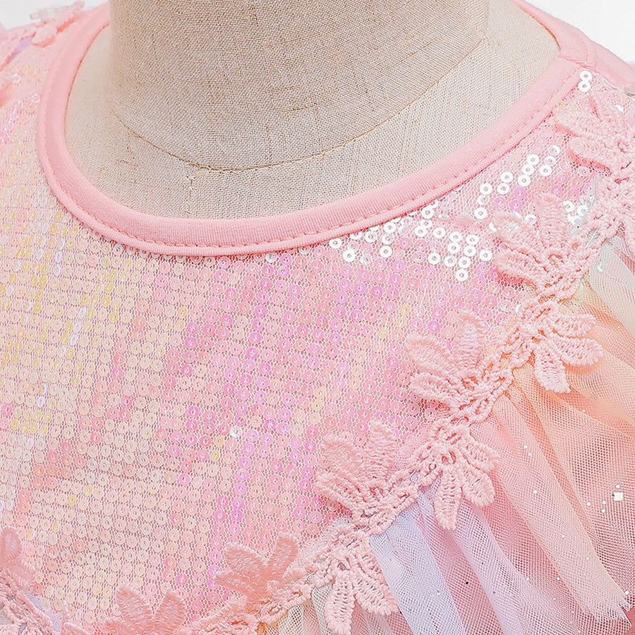 Ball Gown Scoop Flying Sleeves Flower Girl Dresses with Sequins