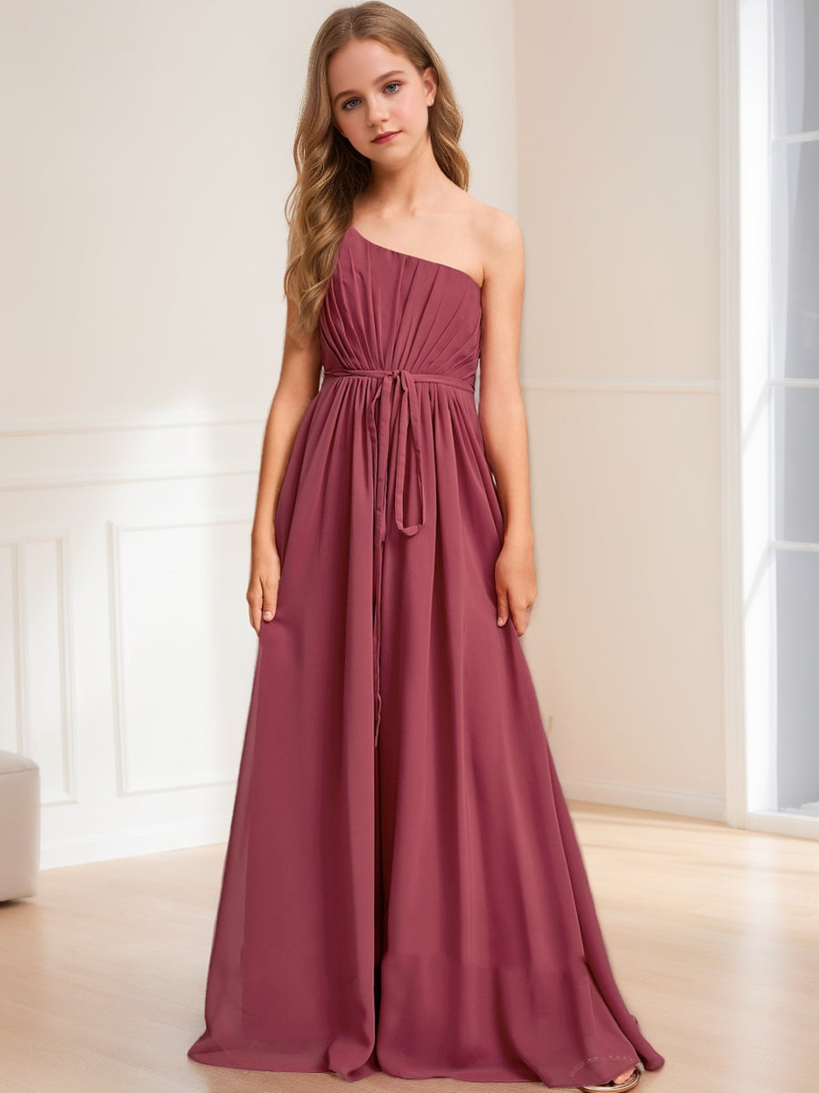 Lavetir A-Line/Princess One-Shoulder Sleeveless Belt Junior Bridesmaid Dresses 96631044 - Lavetir AU Lavetir A-Line/Princess One-Shoulder Sleeveless Belt Junior Bridesmaid Dresses 96631044 - Lavetir AU