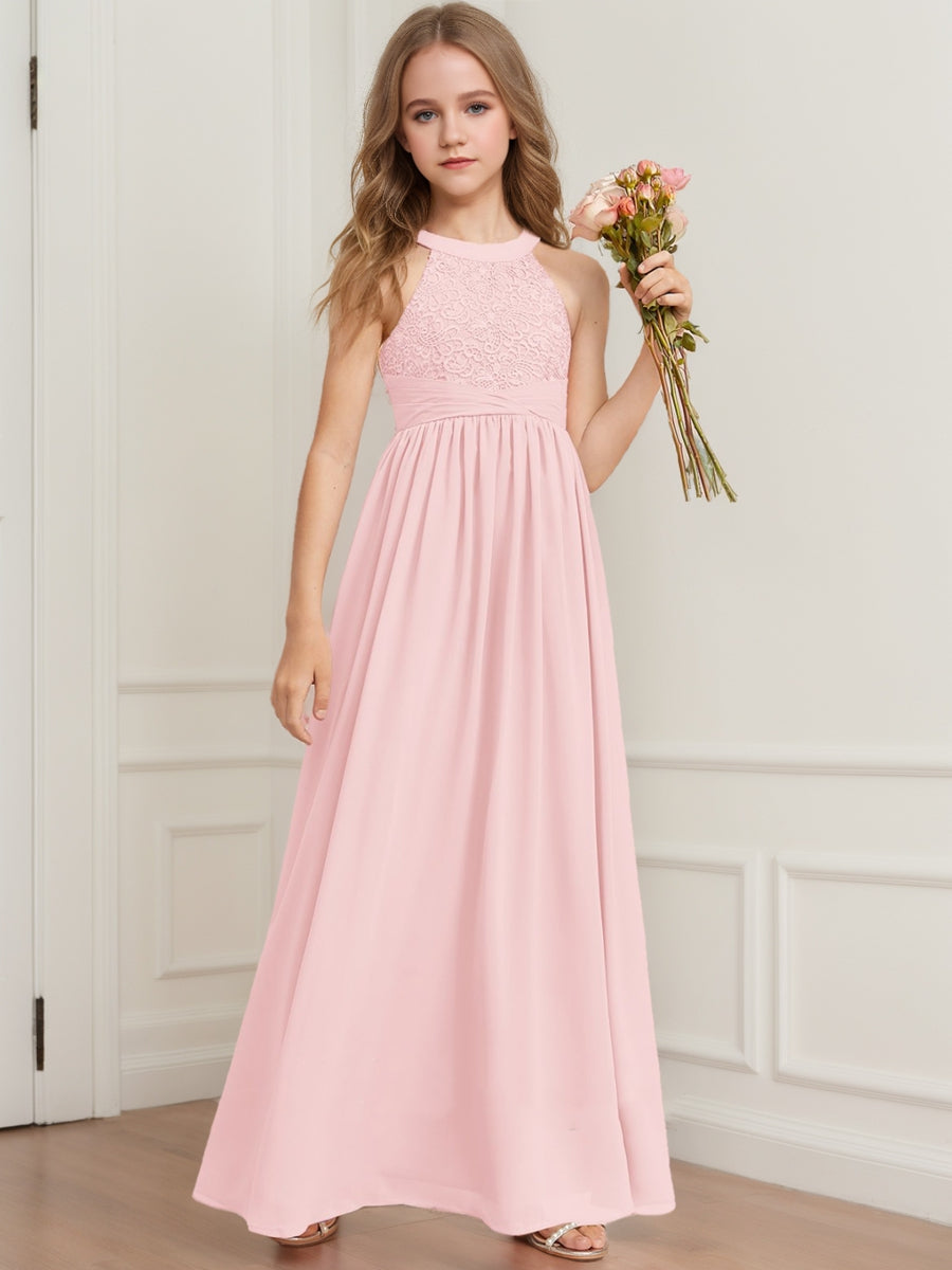 Lavetir A-Line/Princess Halter Sleeveless Lace Junior Bridesmaid Dresses 96631046 - Lavetir AU Lavetir A-Line/Princess Halter Sleeveless Lace Junior Bridesmaid Dresses 96631046 - Lavetir AU