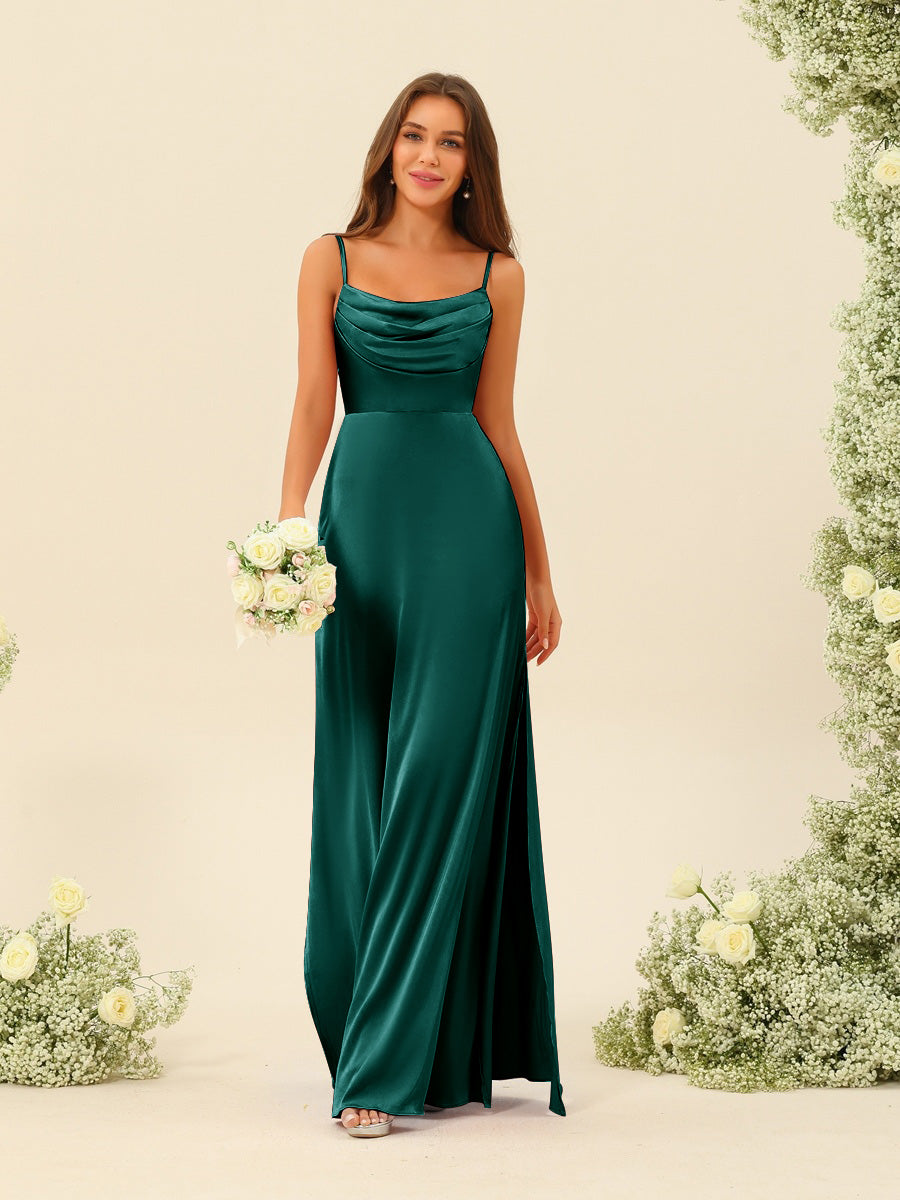 Sheath/Column Spaghetti Straps Split Side Bridesmaid Dresses