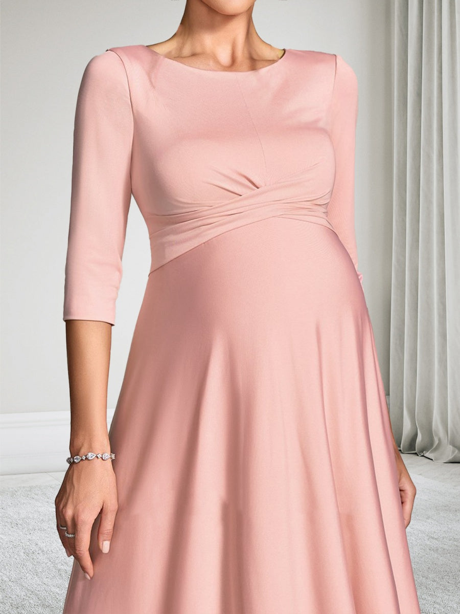 A-Line/Princess Scoop Neck Half Sleeves Knee-Length Baby Shower Wedding Guest Dresses