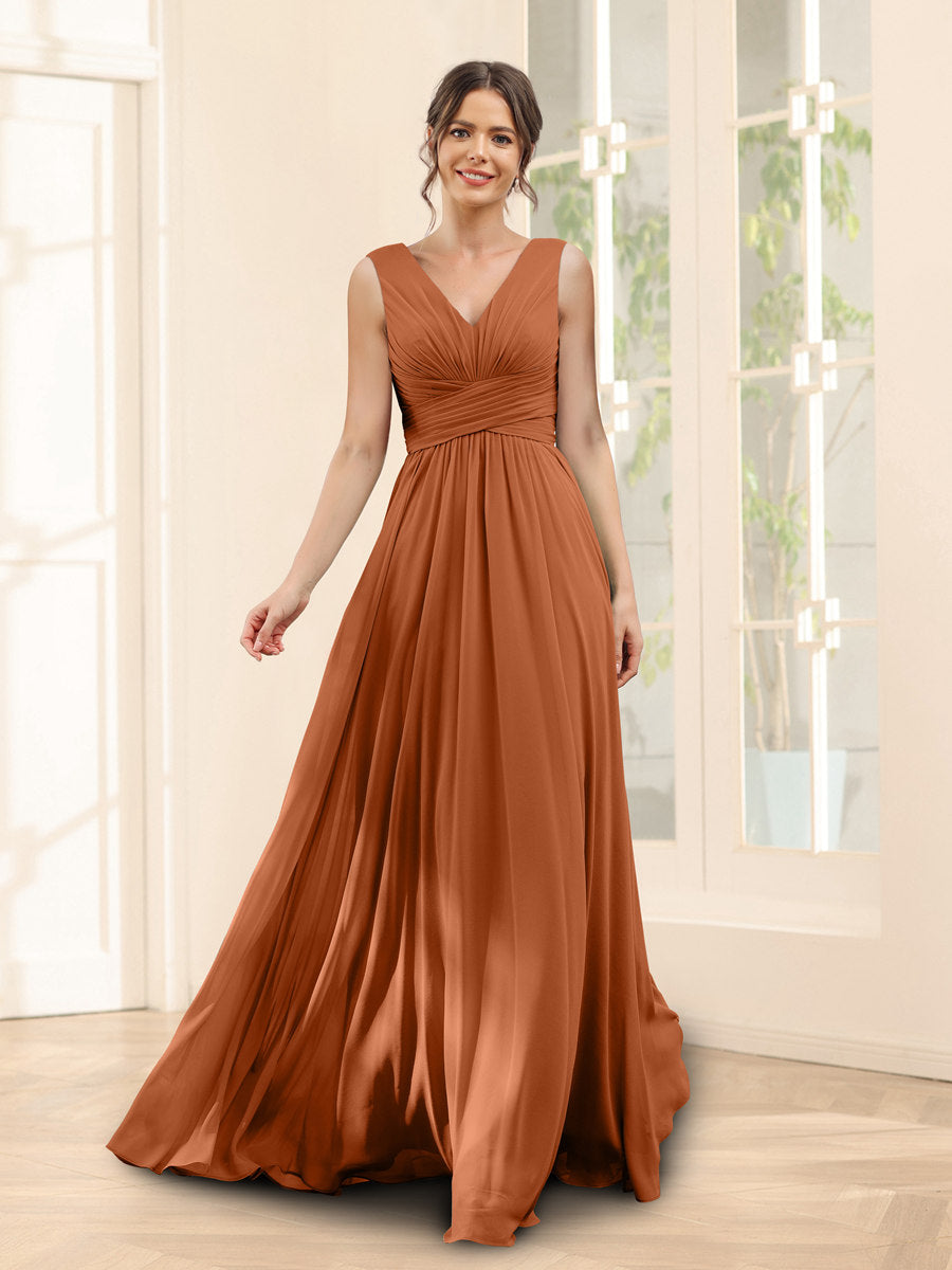 Lavetir A-Line V-Neck Sleeveless Chiffon Bridesmaid Dresses With Pockets A9627029 - Lavetir AU Lavetir A-Line V-Neck Sleeveless Chiffon Bridesmaid Dresses With Pockets A9627029 - Lavetir AU