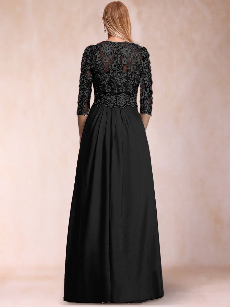 A-Line/Princess Scoop 3/4 Sleeves Jumpsuit with Applique