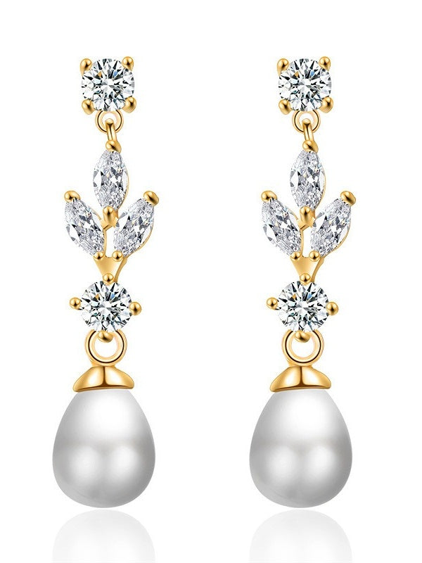 Luxury Women's Rhinestones and Pearl Drop Earrings