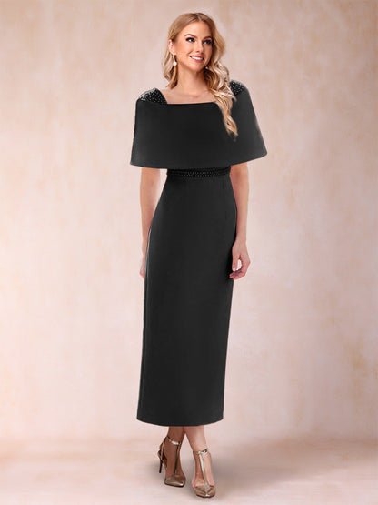 Sheath/Column Off-the-Shoulder Ankle-Length Mother of the Bride Dresses With Rhinestone