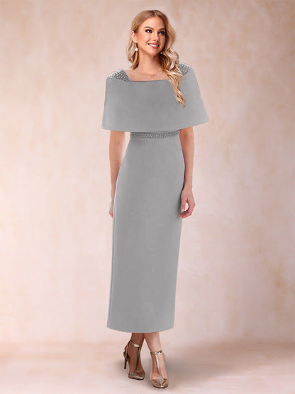 Sheath/Column Off-the-Shoulder Ankle-Length Mother of the Bride Dresses With Rhinestone
