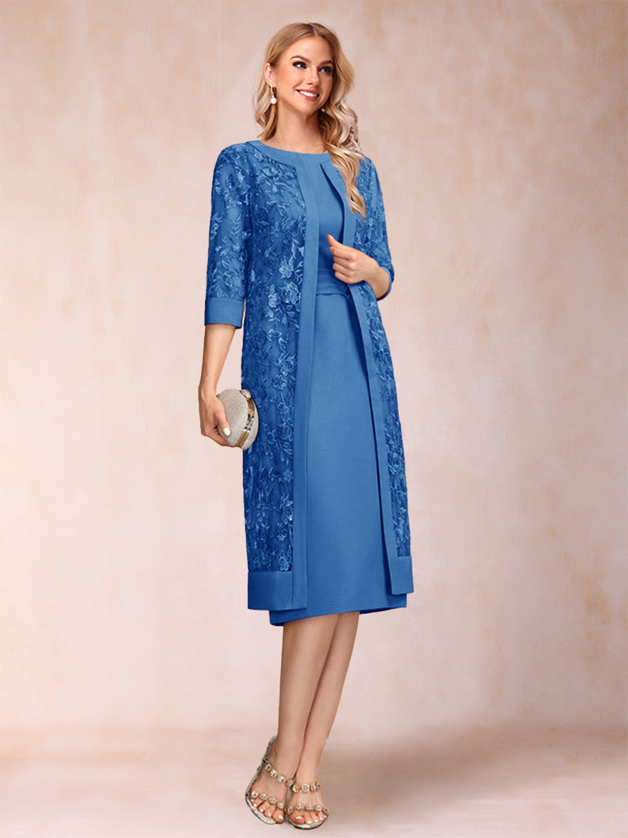 Sheath/Column Scoop Chiffon Ruched Mother of the Bride Dresses with Jacket & Rhinestone