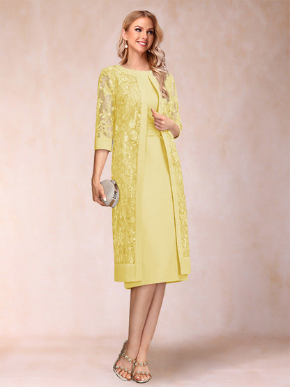 Sheath/Column Scoop Chiffon Ruched Mother of the Bride Dresses with Jacket & Rhinestone