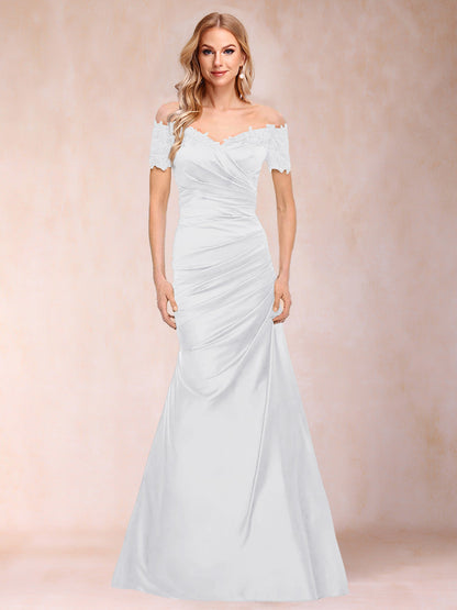 Trumpet/Mermaid Off-the-Shoulder Short Sleeves Mother of the Bride Dresses Applique