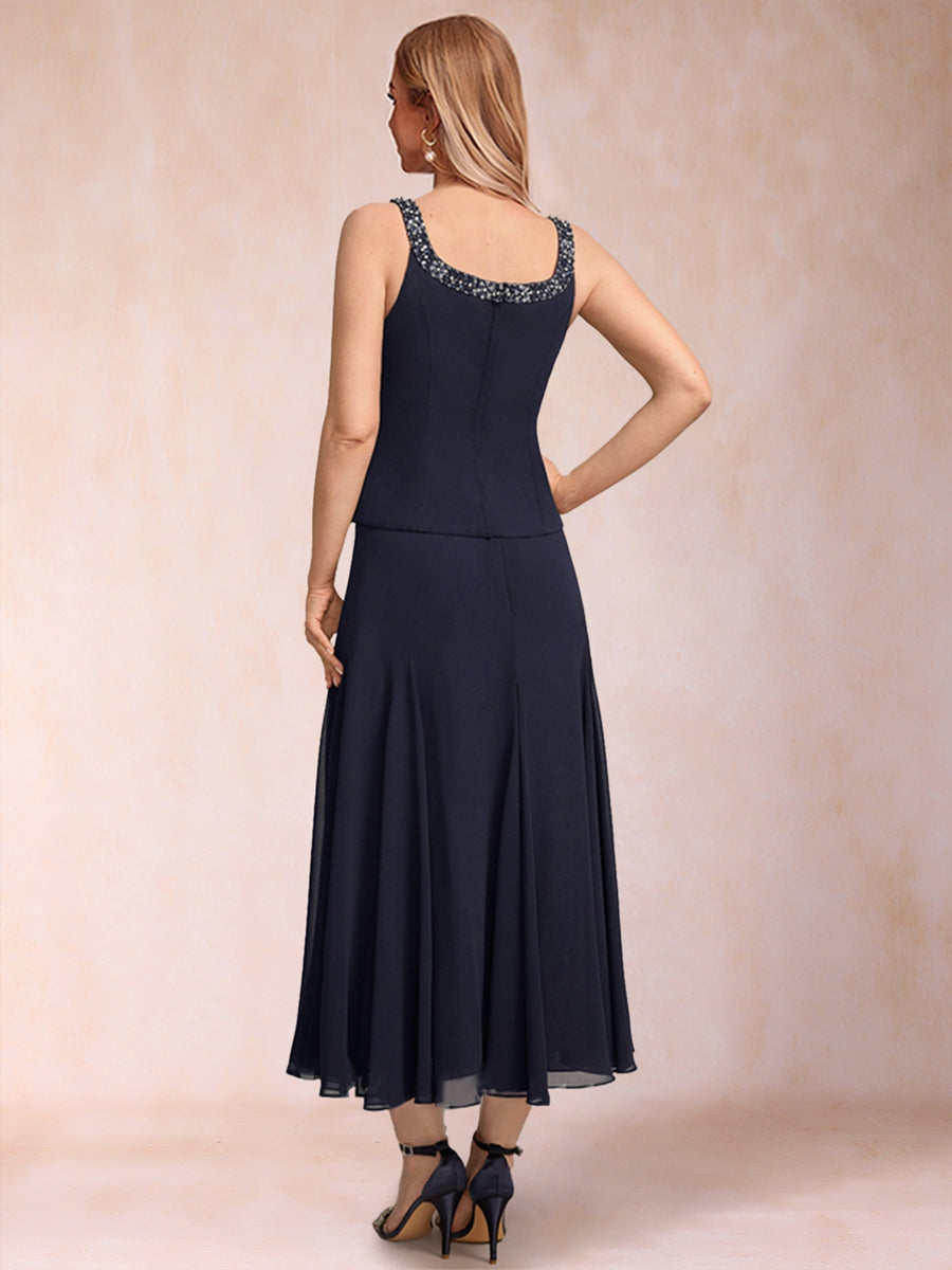 A-Line/Princess Scoop 3/4 Sleeves 2 Pieces Mother of the Bride Dresses with Sequins