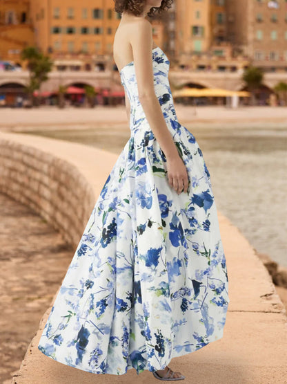 A-Line/Princess Strapless Sleeveless Formal Dresses with Ruched