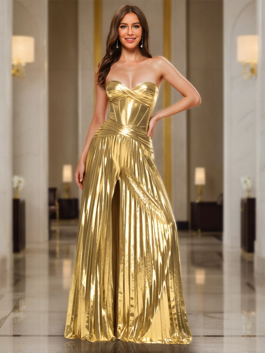 Jumpsuits Strapless Sleeveless Formal Dresses with Ruched