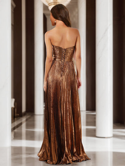 A-Line/Princess Strapless Sleeveless Formal Dresses with Hollow
