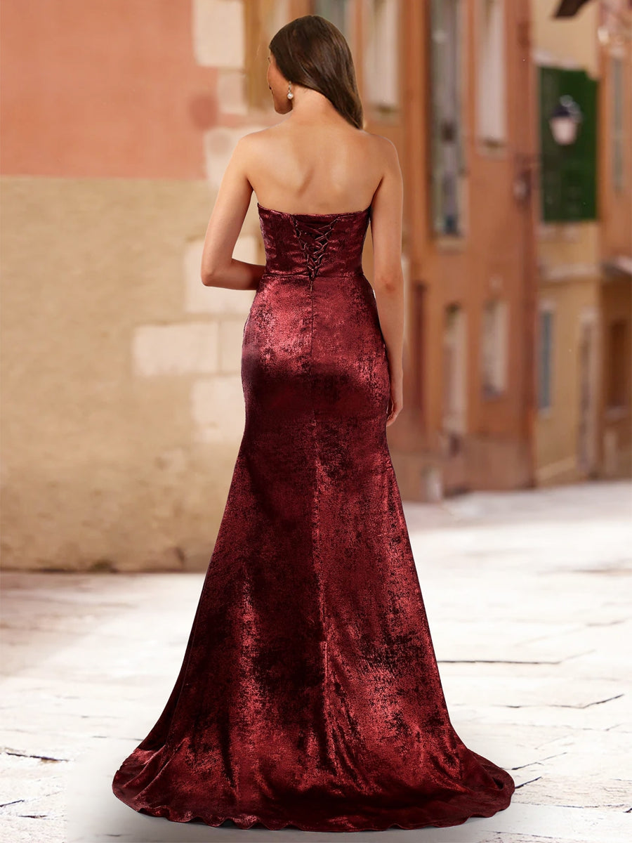 Sheath/Column Off-the-Shoulder Short Sleeves Formal Dresses with Ruched