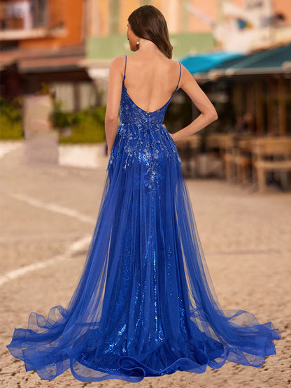 Trumpet/Mermaid Square Neck Sleeveless Formal Dresses with Sequins