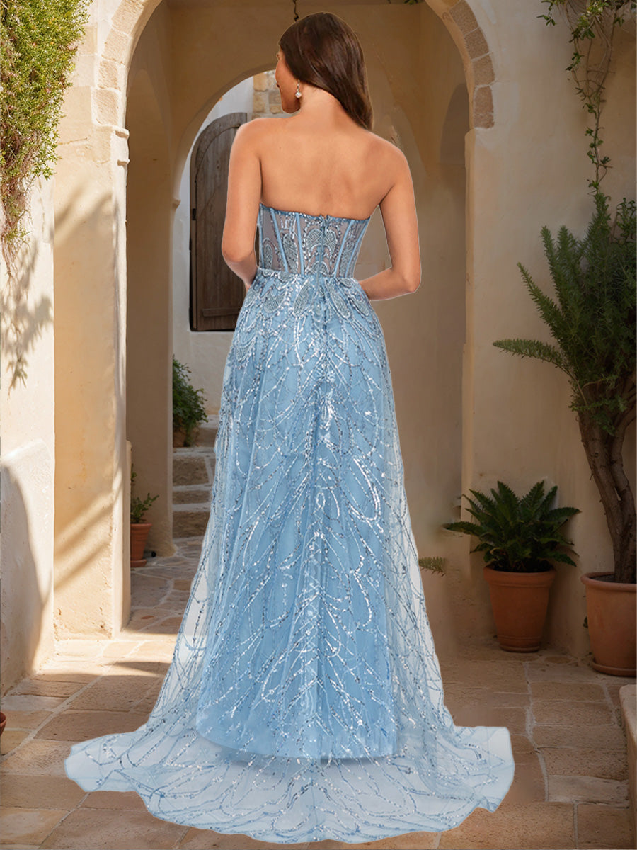 Sheath/Column Strapless Sleeveless Applique Formal Dresses