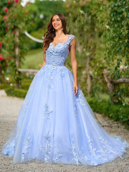 Ball Gown Sweetheart Sleeveless Lace Formal Dresses