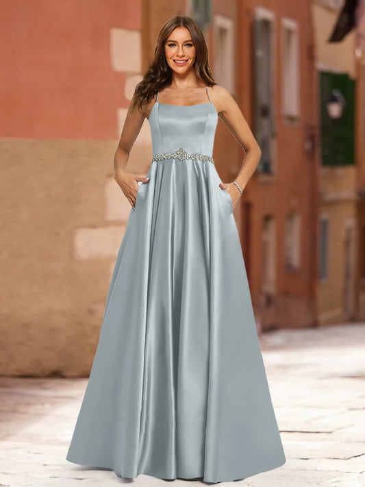A-Line/Princess Scoop Sleeveless Sash Formal Dresses