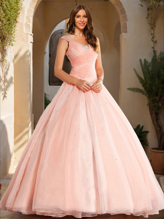 Ball Gown V-Neck Sleeveless Sequins Formal Dresses