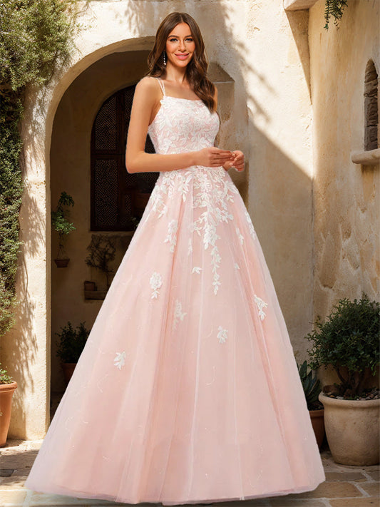A-Line/Princess Scoop Sleeveless Applique Formal Dresses