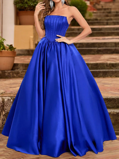 Ball Gown Strapless Sleeveless Ruched Formal Dresses