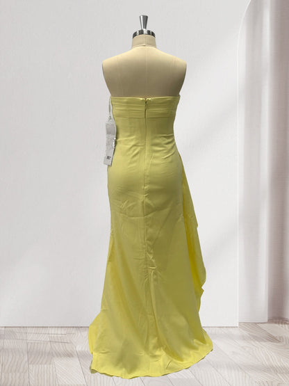 Sheath/Column Strapless Pleated Ruffle Bridesmaid Dresses with Split Side
