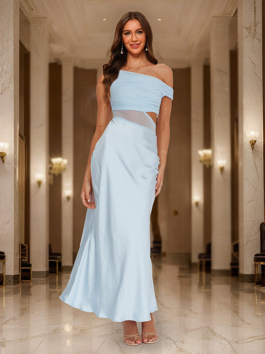 Trumpet/Mermaid Asymmetrical One-Shoulder Cutout Maxi Dress Long Formal Dresses