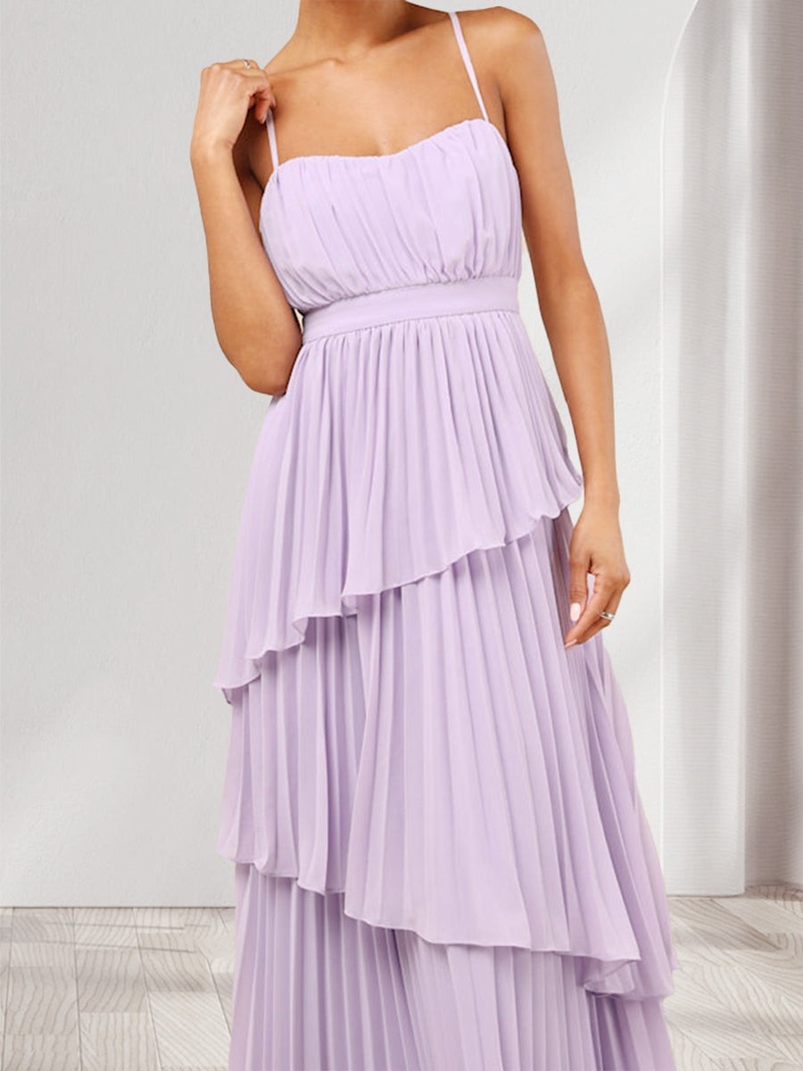 A-Line/Princess Spaghetti Straps Wedding Guest Dresses with Pleats & Ruffles