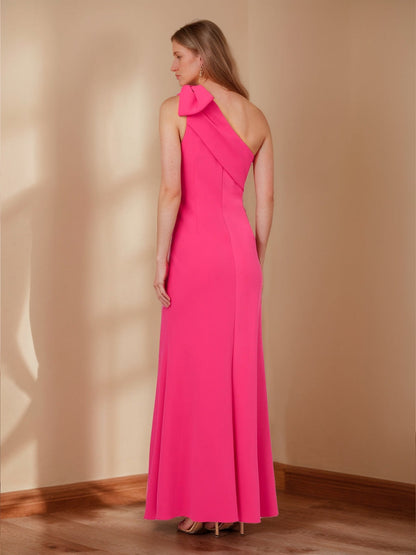 Sheath/Column One-Shoulder Bow Maxi Dress Long Mother of the Bride Dresses