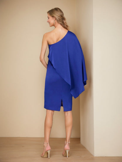 Sheath/Column One-Shoulder Asymmetrical Ruched Wedding Guest Dresses