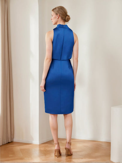 Sheath/Column Cowl Neck Knee-Length Ruched Mother of the Bride Dresses