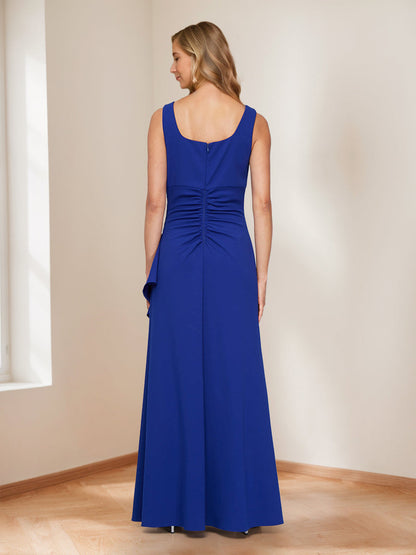 Trumpet/Mermaid Square Neck V-Neck Ruched Mother of the Bride Dresses with Jacket & Cascade Ruffle