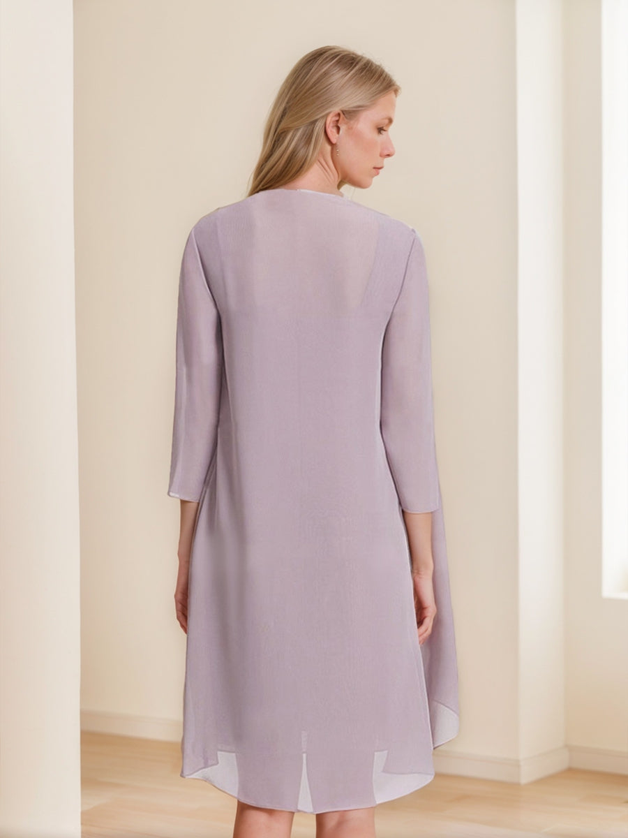 Sheath/Column Square Neck Ruched 2 Pieces Wedding Guest Dresses with Jacket