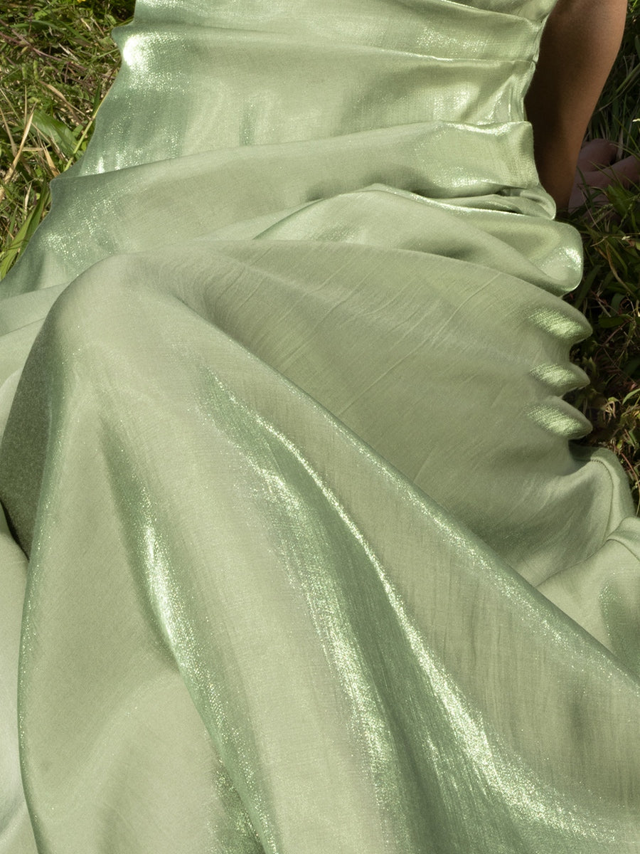 A-Line/Princess Chic Spaghetti Straps Floor-Length Ruched Maxi Wedding Guest Dresses