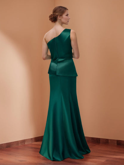 Sheath/Column One-Shoulder Pleated Mother of the Bride Dresses with Bow